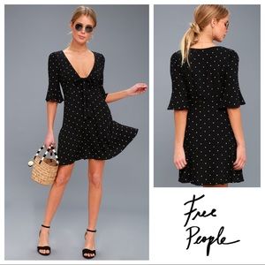 Free People All Yours Polka Dot Tie-Front Dress